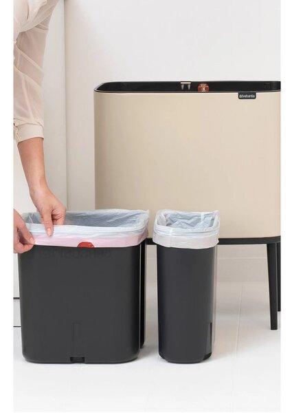 Кош за боклук Brabantia Bo Touch 1005547, 11+23 л, Плавно и безшумно отваряне, Голям отвор, Бежов