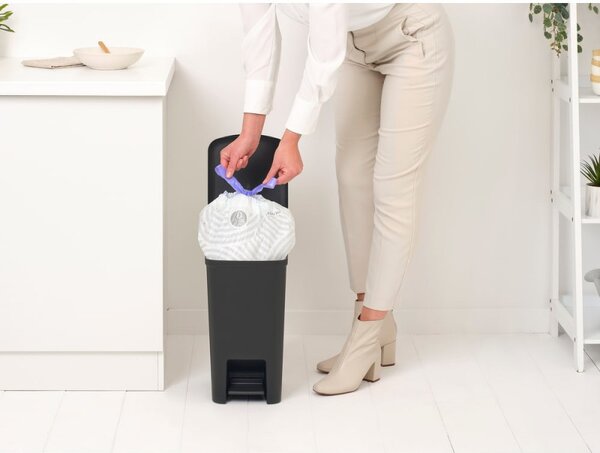 Кош за боклук с педал Brabantia StepUp 1008479, 16 л, Екологични материали, Голям отвор, Тъмносив