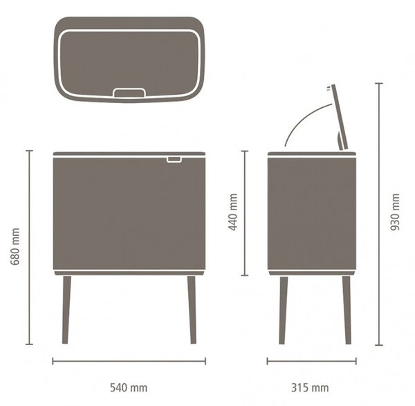 Кош за боклук Brabantia Bo Touch 651106, 36 л, Плавно и безшумно отваряне, Голям отвор, Черен