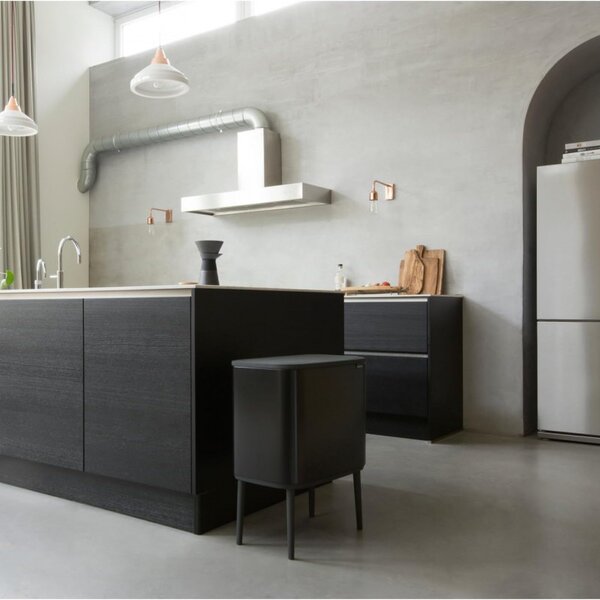 Кош за боклук Brabantia Bo Touch 651106, 36 л, Плавно и безшумно отваряне, Голям отвор, Черен