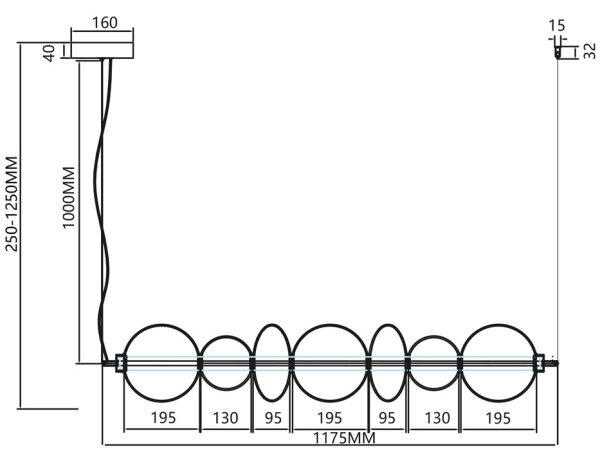 LED Пендел DAPHNE LED/40W/230V сив