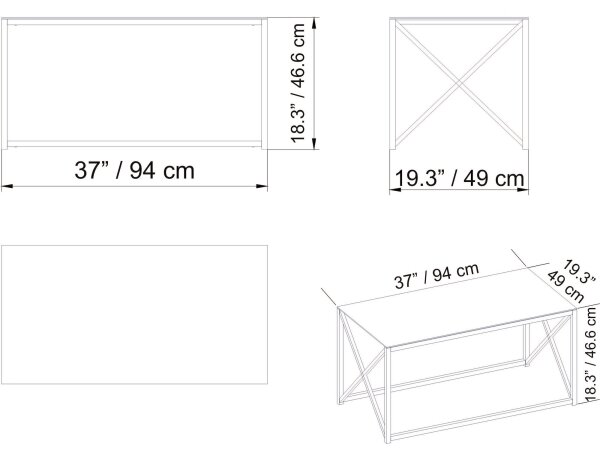 Масичка за кафе ILIOMAR 46,6x94 см златист/черен