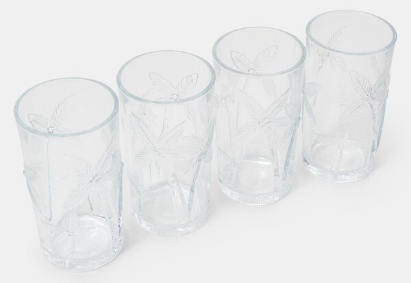 Sinsay - Комплект чаши с релефен мотив палми 4 pack - clear