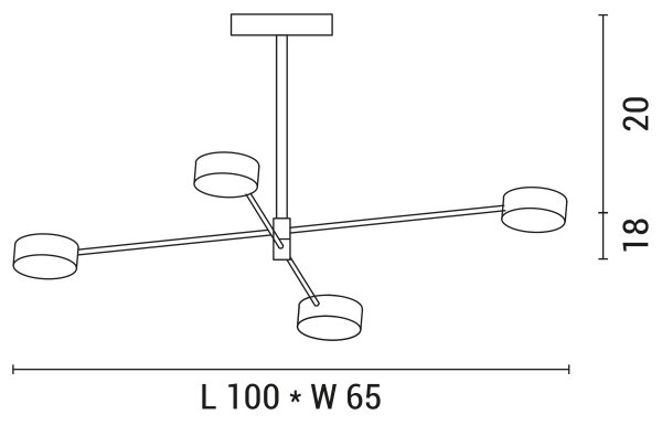 LED Полилей 4xLED/12W/230V 4000K златист