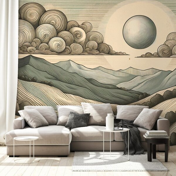 Тапет – Планински пейзаж в ретро стил