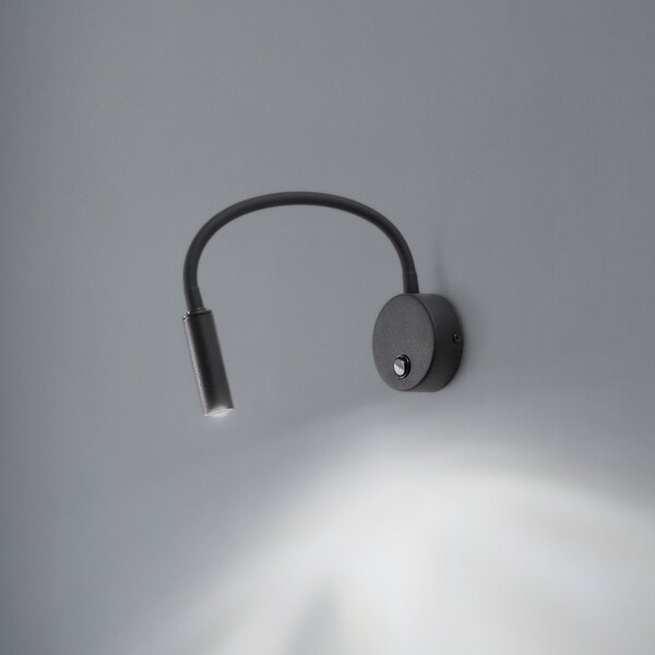 TK Lighting Стена лампа Lagos, 45 см, черна, за четене, регулируема, G9, Черен, спалня, Метал, Модерен, Стенна розетка отдолу