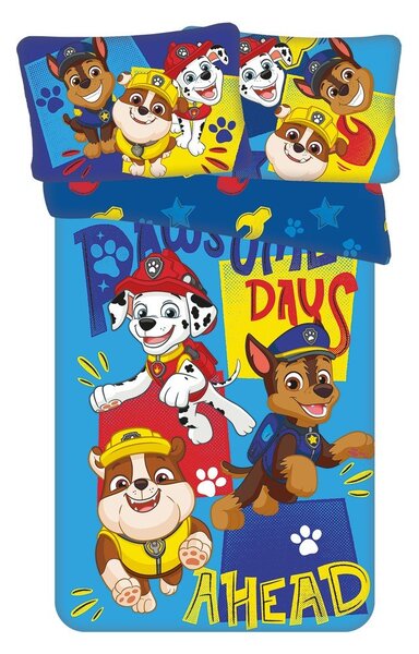 Синьо памучно детско спално бельо 100x135 cm Paw Patrol "Pawsome days ahead" – Jerry Fabrics