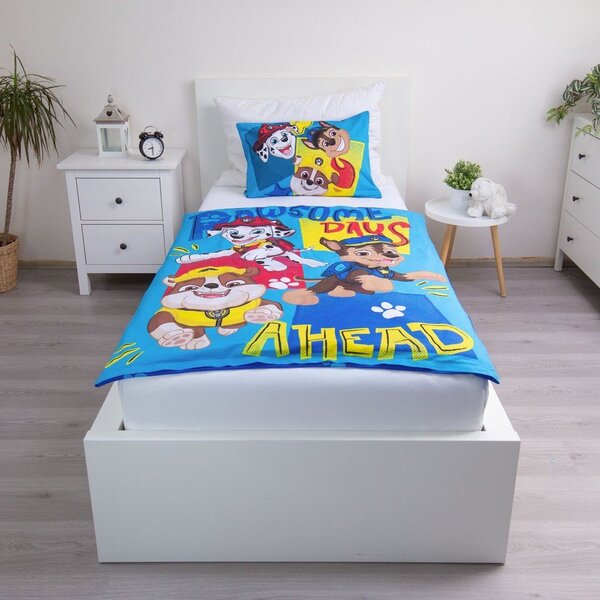 Синьо памучно детско спално бельо 100x135 cm Paw Patrol "Pawsome days ahead" – Jerry Fabrics