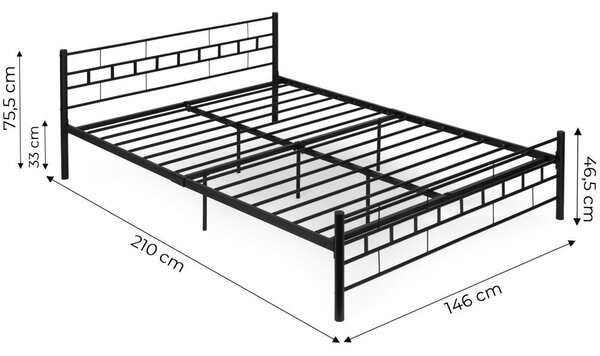 Модерно метално легло със стабилна рамка с минималистичен дизайн Ширина: 140 см | Дължина: 200 см