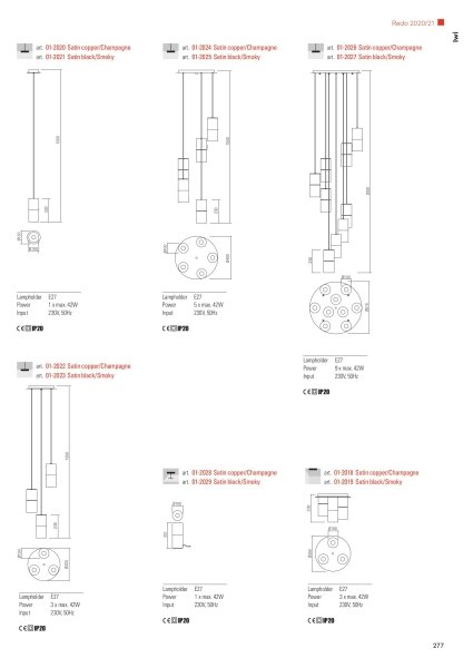 Redo 01-2027 - Пендел IWI 9xE27/42W/230V черен