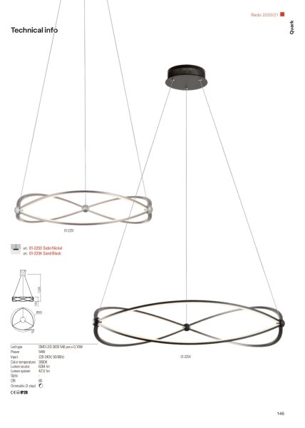 Redo 01-2254 - LED Димируем пендел QUARK LED/54W/230V