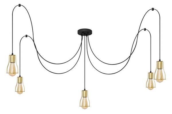 Пендел TUBE LONG 5xE27/15W/230V черен/златист