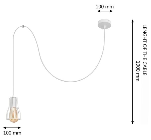 Пендел TUBE 1xE27/15W/230V бял