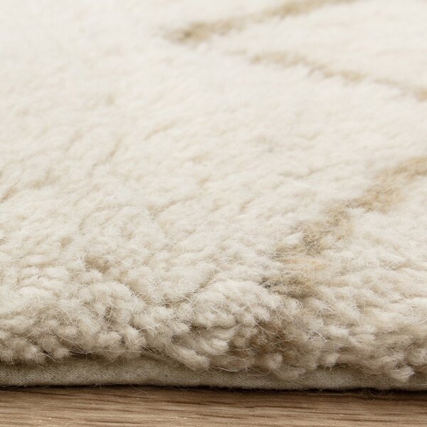 Кремав ръчно изработен вълнен килим подходящ за пране 160x230 cm Azera Crosshatch – Asiatic Carpets