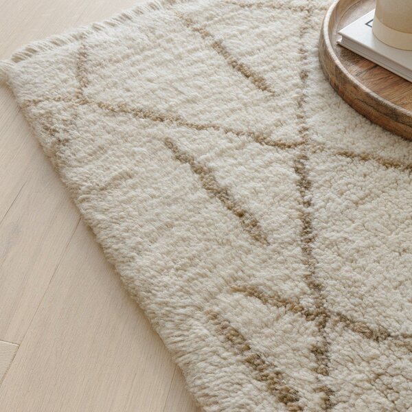 Кремав ръчно изработен вълнен килим подходящ за пране 160x230 cm Azera Crosshatch – Asiatic Carpets