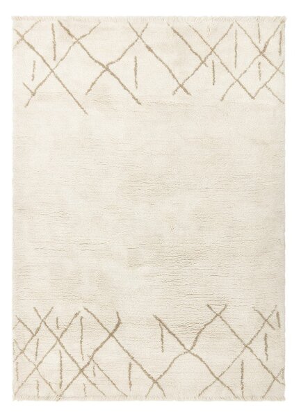 Кремав ръчно изработен вълнен килим подходящ за пране 160x230 cm Azera Crosshatch – Asiatic Carpets