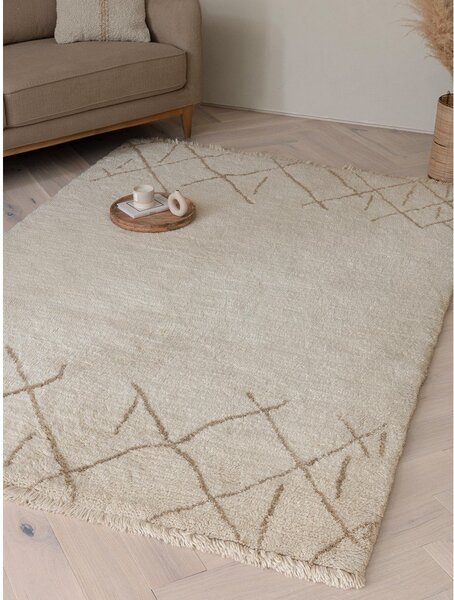 Кремав ръчно изработен вълнен килим подходящ за пране 160x230 cm Azera Crosshatch – Asiatic Carpets