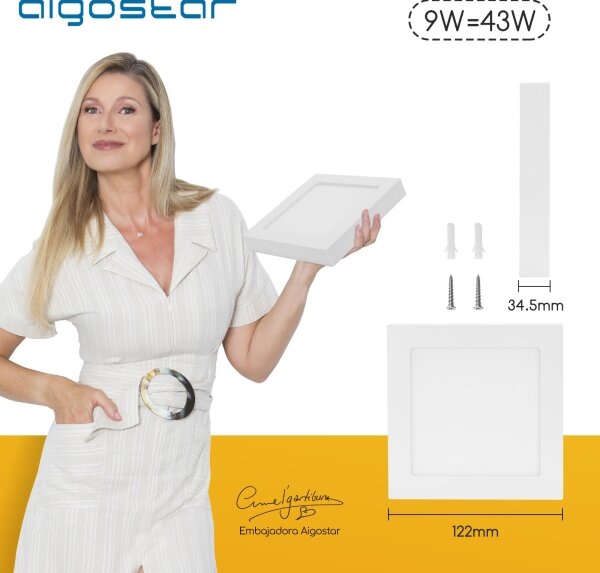 Aigostar - LED таванно осветително тяло/9W/230V/6000K 12,2x12,2 cm бяло