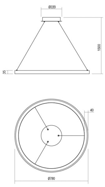 Redo 01-2677- LED Димируем пендел ICONIC LED/60W/230V Ø 78 см черен