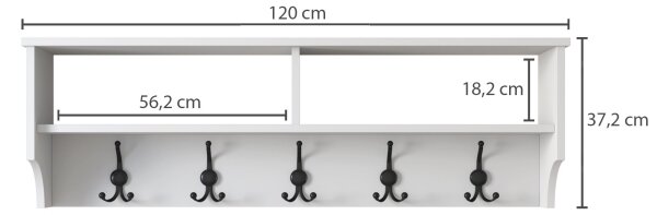 Стенна закачалка RANI 120x37,2 см бял