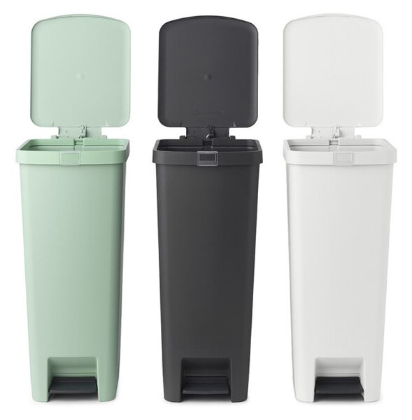 Кош за боклук с педал Brabantia StepUp 1005556, 40 л, Екологични материали, Голям отвор, Светлосив