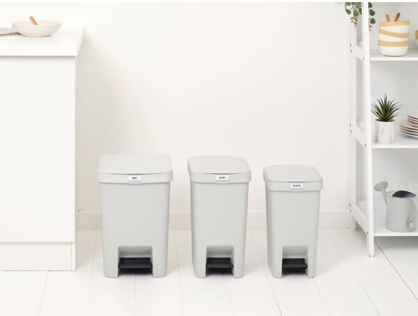 Кош за боклук с педал Brabantia StepUp 1008480, 16 л, Екологични материали, Голям отвор, Светлосив