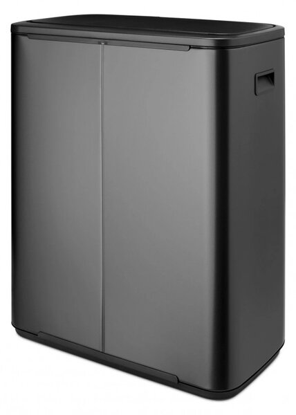 Кош за боклук Brabantia Bo Touch 1008859, 2x30 л, Плавно и безшумно отваряне, Голям отвор, Тъмносив
