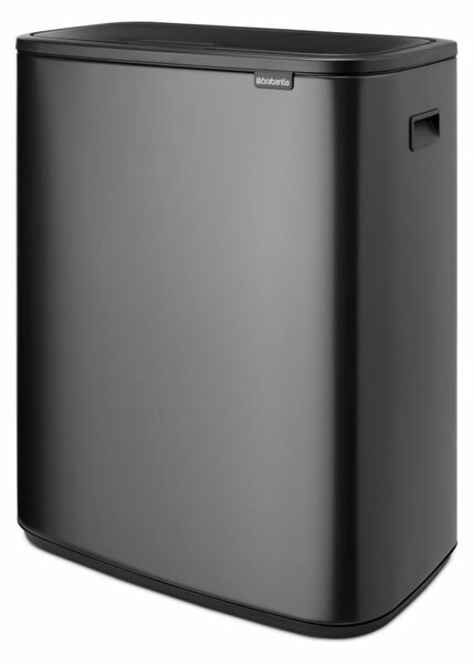 Кош за боклук Brabantia Bo Touch 1008859, 2x30 л, Плавно и безшумно отваряне, Голям отвор, Тъмносив