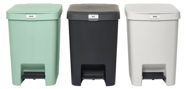Кош за боклук с педал Brabantia StepUp 1008483, 25 л, Екологични материали, Голям отвор, Светлосив