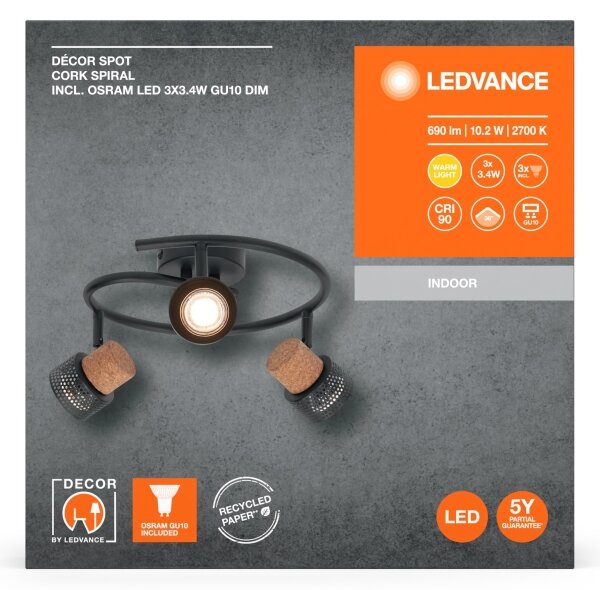 Ledvance - LED Спот DECOR CORK 3xGU10/3,4W/230V