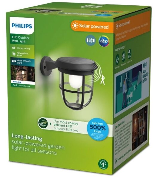 Philips-LED Соларен аплик със сензор RADII LED/1,3W/3,7V 3000K IP44