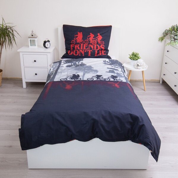 Единично памучно детско спално бельо 140x200 cm Stranger Things "Upside Down" – Jerry Fabrics