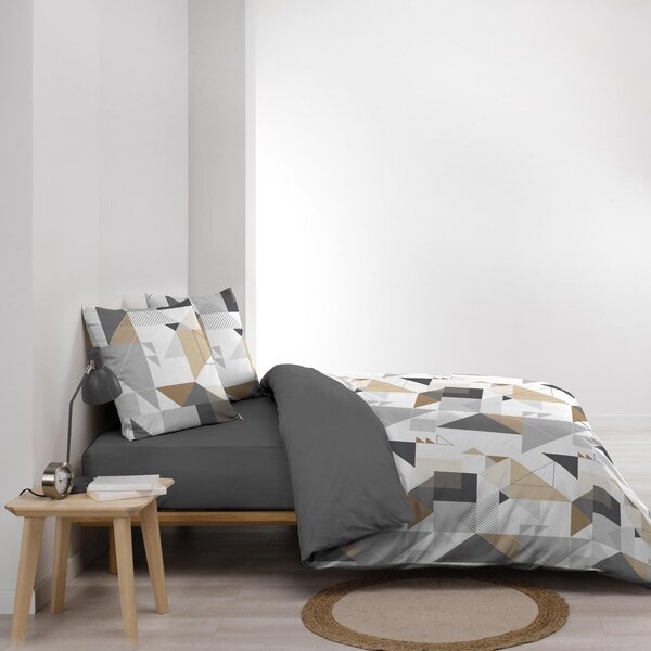 Бяло-сиво двойно удължено спално бельо от микрофибър 240x220 cm Trigone – douceur d'intérieur
