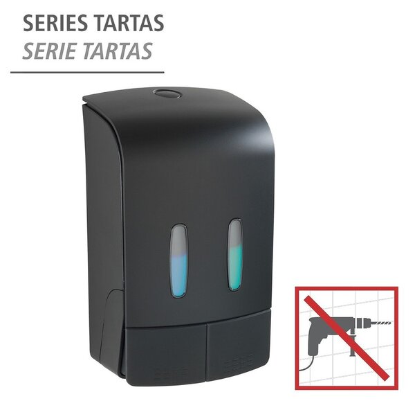 Черен пластмасов диспенсър за сапун, монтиран на стена 0,96 л Tartas - Wenko