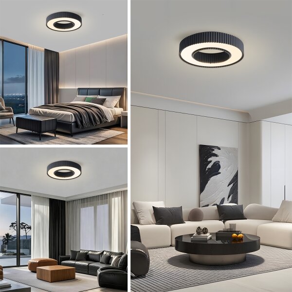 Brilagi - LED димируемо таванно осветително тяло LUMIX LED/48W/230V 3000-6000K черно Ø 50 см + дистанционно управление