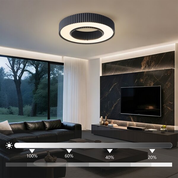 Brilagi - LED димируемо таванно осветително тяло LUMIX LED/48W/230V 3000-6000K черно Ø 50 см + дистанционно управление