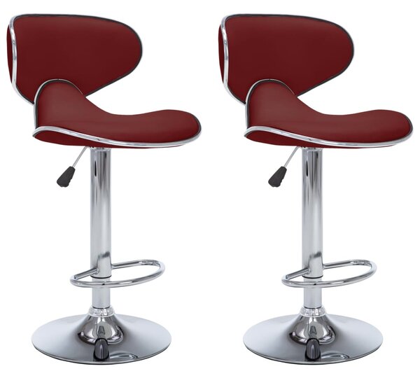 VidaXL 323649 Bar Stools 2 pcs Wine Red Faux Leather