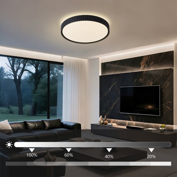 Brilagi - Димируем LED плафон CORVO LED/54W/230V 3000-6000K черен Ø 40 см + дистанционно управление
