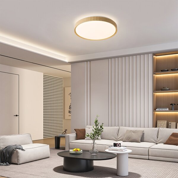 Brilagi-LED Димируема таванна лампа CORVO LED/72W/230V 3000-6000K дървесен декор Ø50 см + дистанционно управление