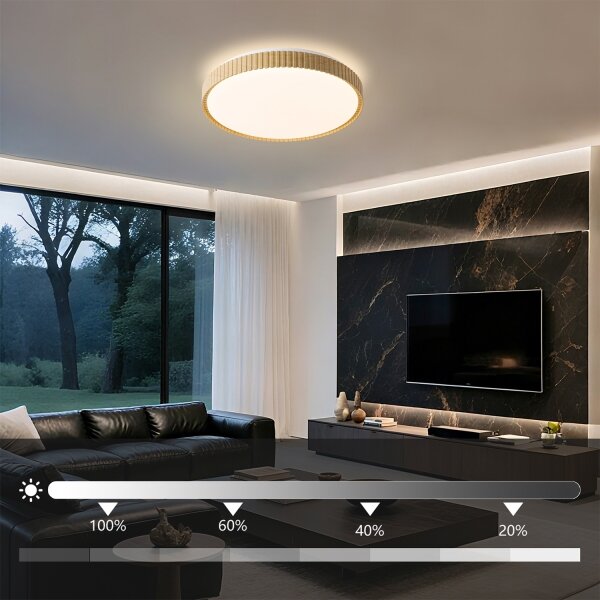 Brilagi-LED Димируема таванна лампа CORVO LED/72W/230V 3000-6000K дървесен декор Ø50 см + дистанционно управление