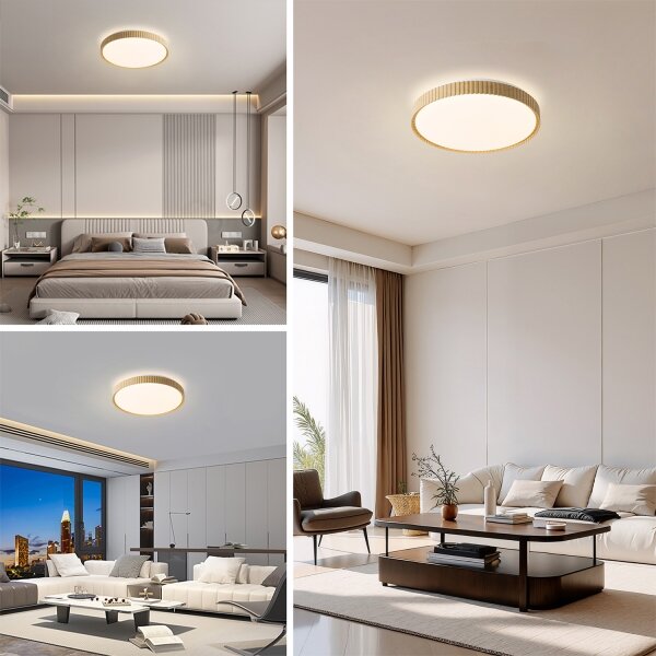 Brilagi-LED Димируема таванна лампа CORVO LED/72W/230V 3000-6000K дървесен декор Ø50 см + дистанционно управление