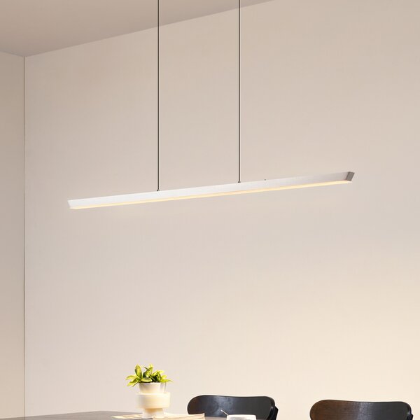 Lucande LED висяща лампа Solvar, 117 cm, сребриста, CCT, с регулируема яркост, Затъмняване, Металик, Дневна/трапезария, Метал, Модерен