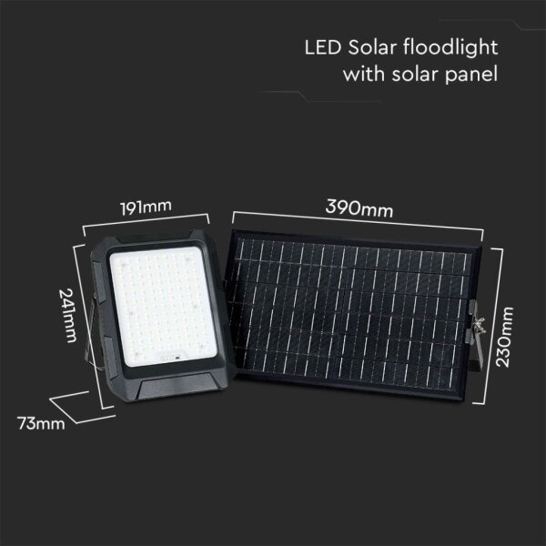 LED соларен прожектор 15W/3,7V IP65 4000K черен + дистанционно управление