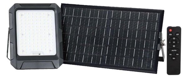 LED соларен прожектор 15W/3,7V IP65 4000K черен + дистанционно управление