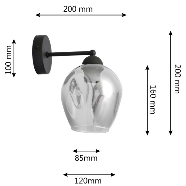 Аплик LILI 1xE27/15W/230V черен/сив