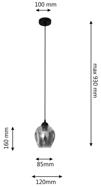 Пендел LILI 1xE27/15W/230V черен/сив