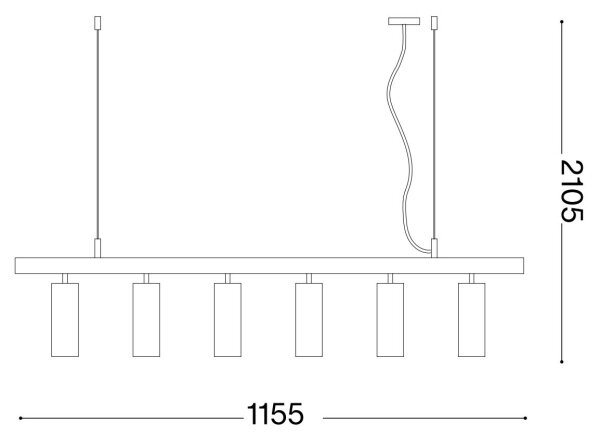 Ideal Lux - LED Пендел DYNAMITE 6xGU10/7W/230V черен/месинг