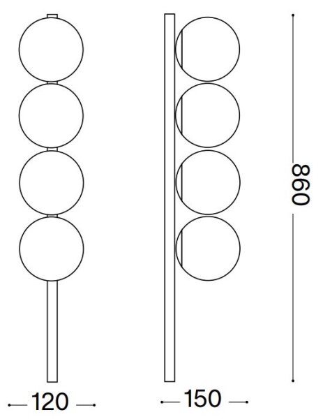Ideal Lux - LED Плафониера BINOMIO 4xG9/3W/230V златист