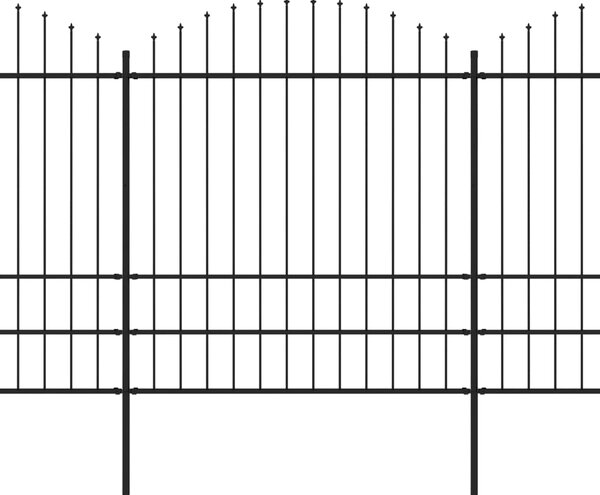 VidaXL Градинска ограда с пики, стомана, (1,75-2)x3,4 м, черна