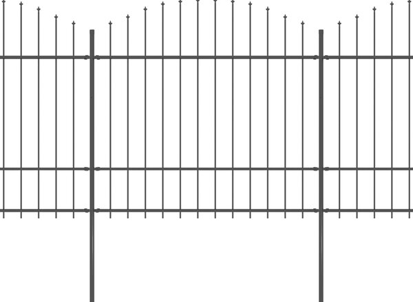 VidaXL Градинска ограда с пики, стомана, (1,5-1,75)x13,6 м, черна